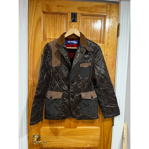 JUNYA WATANABE 2009 Black Brown Quilted Nylon Corduroy Suede Elbow Patch Jacket - Picture 1 of 11